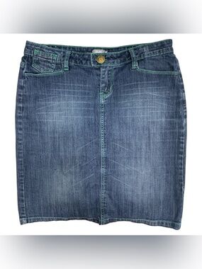 Max Blue Denim Pencil Skirt with Contrast Stitching - Size L